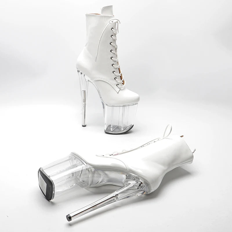 Leecabe 20CM/8 zoll Lack PU transparent High Heel Plateaustiefel Pole dance schuhe Pole Dance stiefel