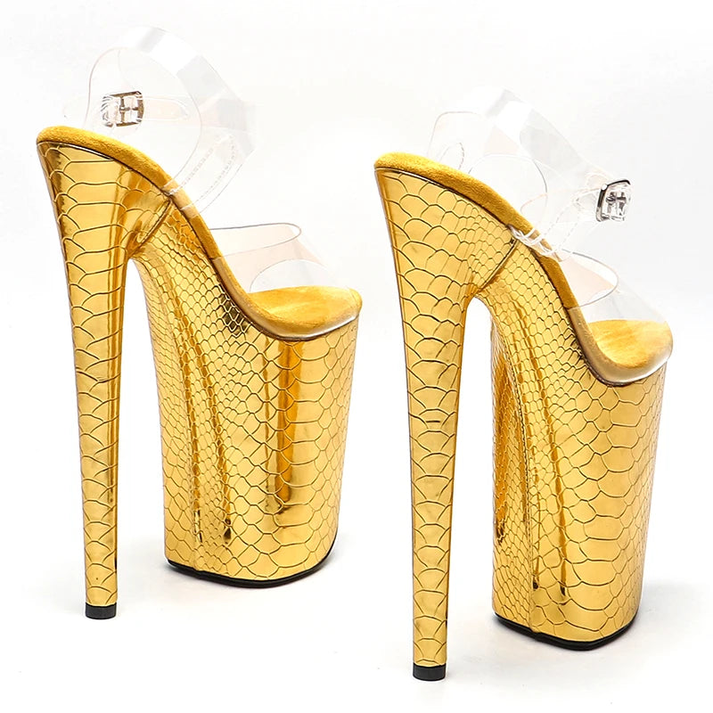 Leecabe 23CM/9inches  PVC upper fashion trend exotic sexy romantic snake  Platform   High Heels Sandals Pole Dance shoes