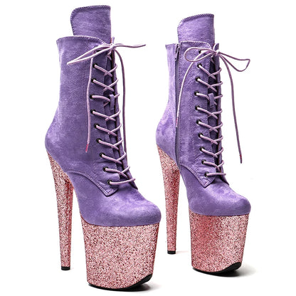 Leecabe Glitter 20CM/8 zoll Pole dance schuhe High Heel plateaustiefel geschlossene zehe Pole Dance stiefel