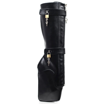 Bottes de ballet fétichistes pour femmes CACA 2023, talons compensés de 18 cm, chaussures de pole dance pour hommes, bottes longues avec cadenas, couleurs personnalisées, livraison directe