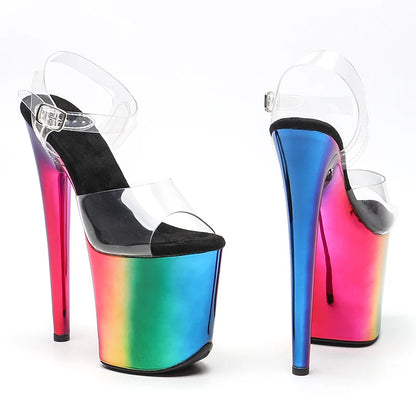 Leecabe 20cm/ 8inches PVC upper  Colorful plating platform  high heel sandals  pole dance shoes