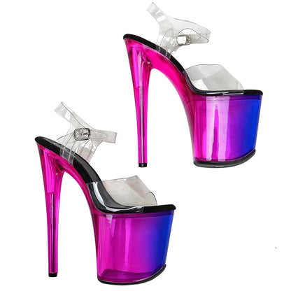 Leecabe 20cm/ 8inches clear pvc upper sexy high heel sandals  pole dance shoes