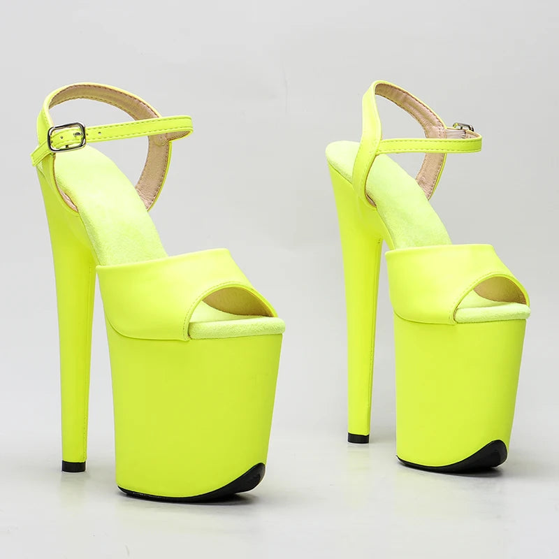 Leecabe 20cm/8inches Matte PU yellow color  high heel sandals sexy model shoes pole dance shoes