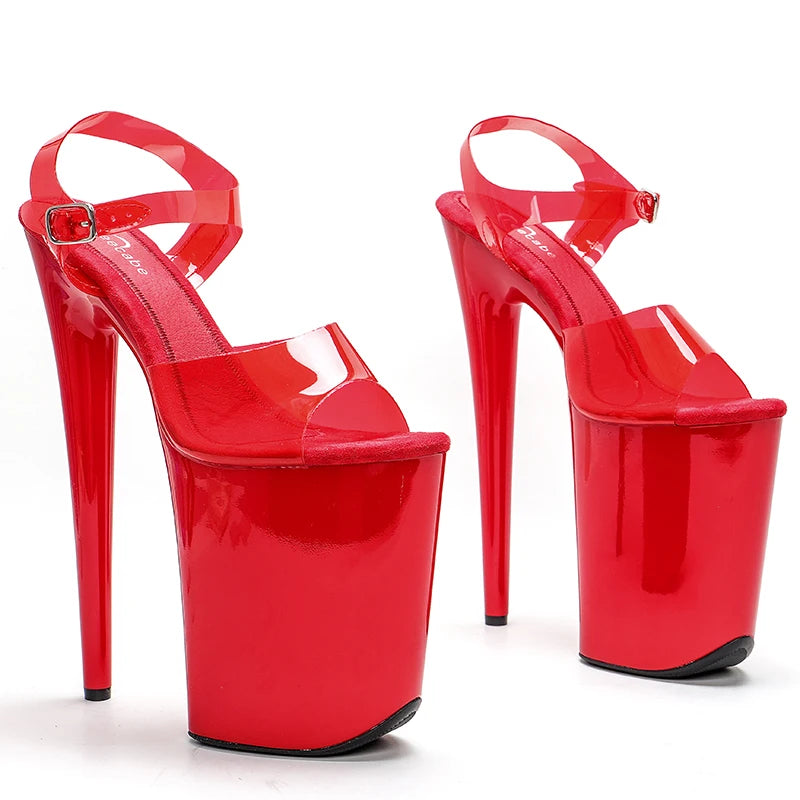 Leecabe 23 CM/9inches Red color  Upper  Platform Shoes Sexy Dance ShoesHigh Heels Sandals Pole Dance shoes