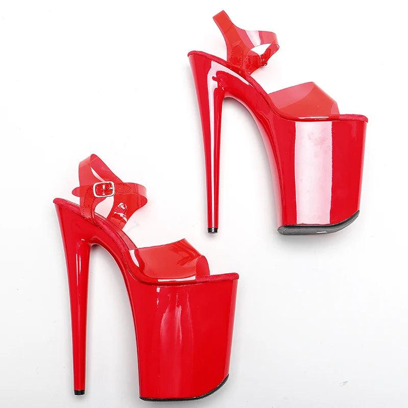 Leecabe 23 CM/9inches Red color  Upper  Platform Shoes Sexy Dance ShoesHigh Heels Sandals Pole Dance shoes