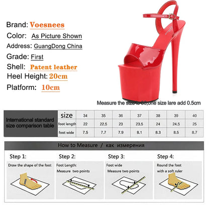 2023 neue Patent Leder Frauen Sexy Show Schuhe Pole Dance Stripper High Heels Sandalen Party Club 20CM Plattform Hohe-schuhe mit hohen absätzen