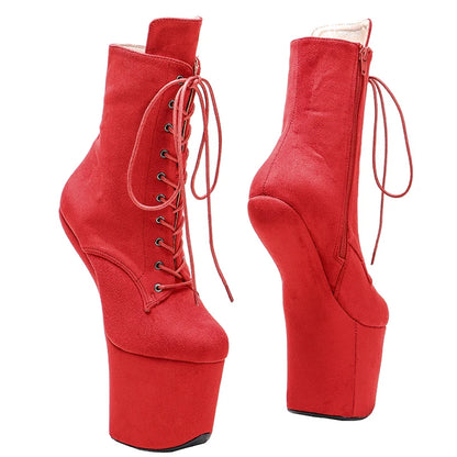 Leecabe suede Upper  Platform Ankle Boots Sexy Exotic heelless pole dance shoes