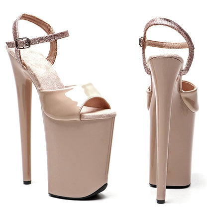 Leecabe 23CM / 9inches  PU Upper  With Glitter Starp  fashion  Platform High Heels Sandals Pole Dance shoes