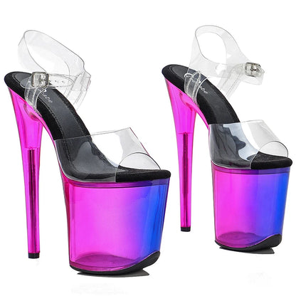 Leecabe 20cm/ 8inches clear pvc upper sexy high heel sandals  pole dance shoes