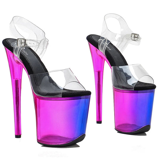 Leecabe 20cm/ 8inches clear pvc upper sexy high heel sandals  pole dance shoes