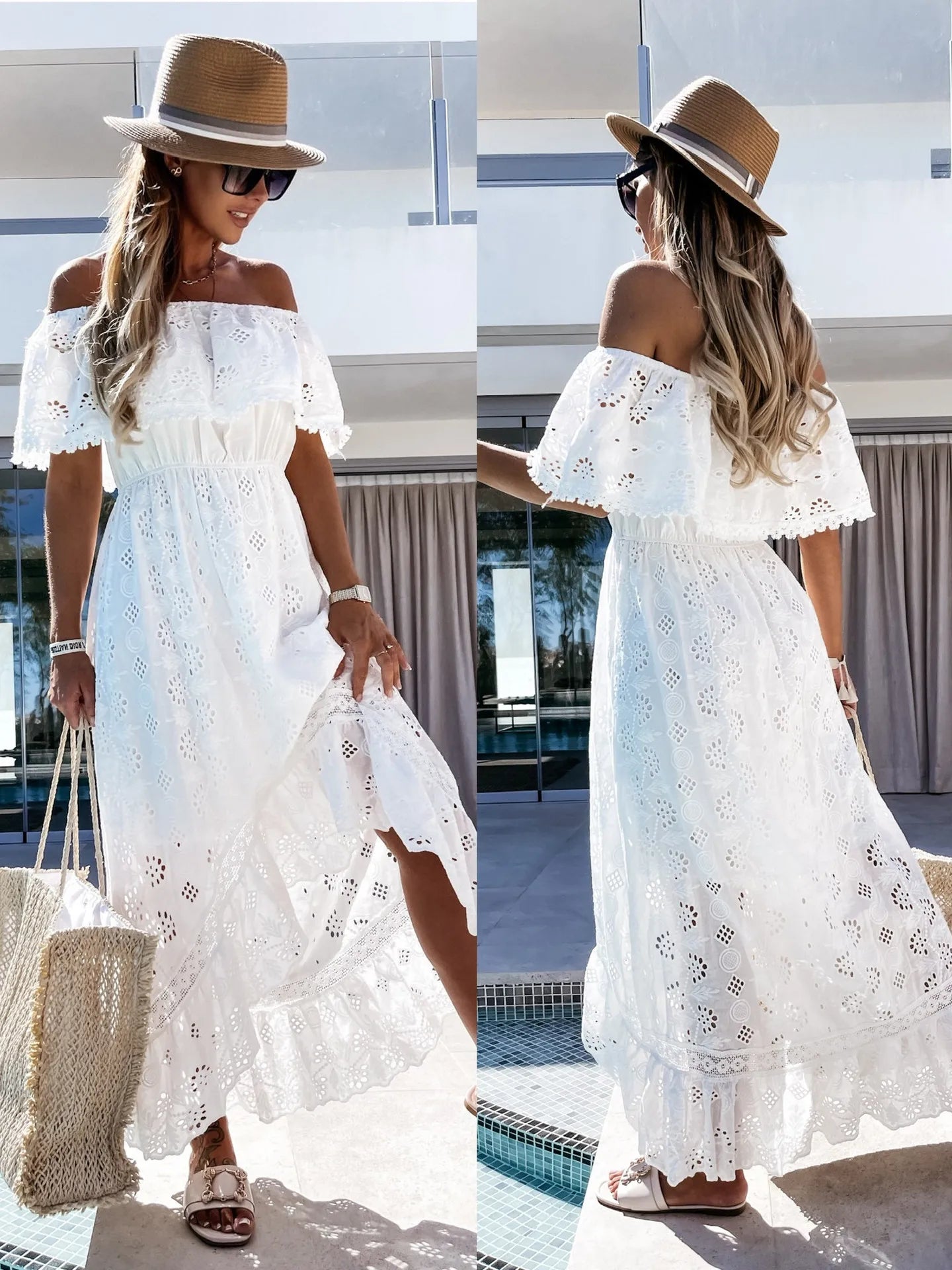 Sommer weißes Kleid für Frau 2023 trendige lässige Beachwear Cover-ups Outfits neue Boho Hippie Chic lange Maxi Kleider elegante Party