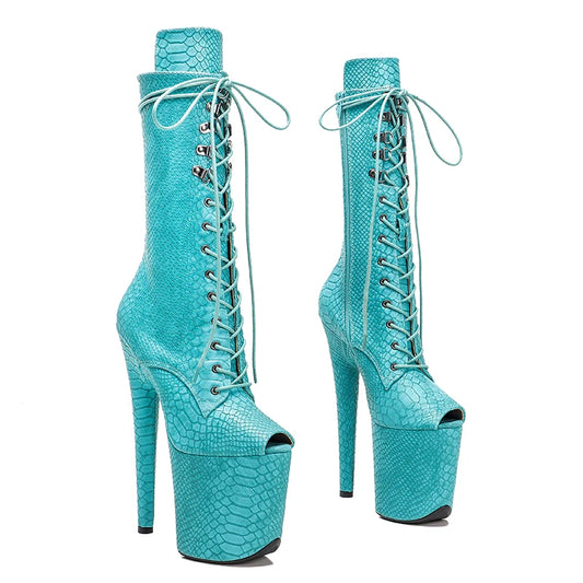 Leecabe Green UPPER 20CM/8Inch Women's Platform disco party High Heels Shoes Pole Dance boot