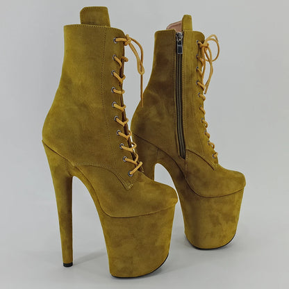 Leecabe Chaussures à talons hauts en daim jaune 20 cm/8 pouces pour femme