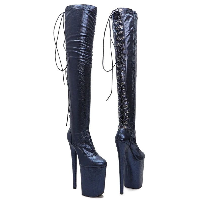 Leecabe 23CM/9 zoll schnüren mode dame High Heel plattform Pole Dance stiefel