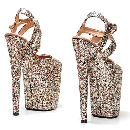 Leecabe 20cm/ 8inches glitter    sandals  lady fashion party  platform high heel   pole dance shoes