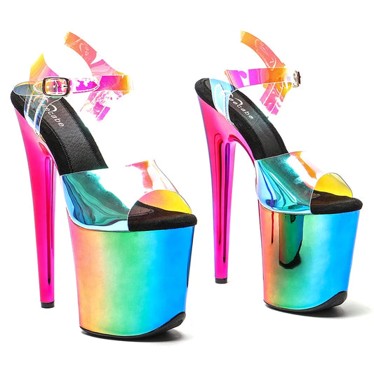 Leecabe 20cm/ 8inches TPU upper  fashion sexy  platform high heel   sandals  pole dance shoes