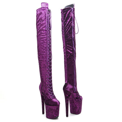 Chaussures de pole dance Leecabe 20CM/8 pouces Talon haut au-dessus du genou Bottes de pole dance à bout fermé