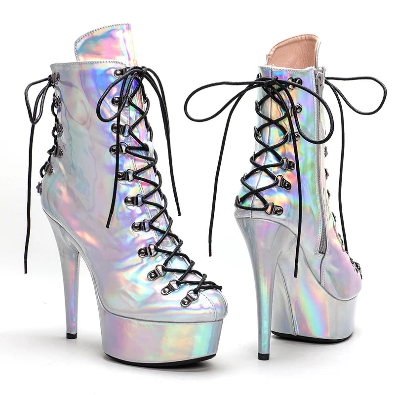 Leecabe Silver Holo Upper 15CM/6Inch Chaussures à talons hauts pour femmes Chaussures de pole dance