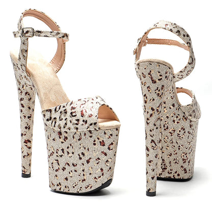 Leecabe 20cm/ 8inches Leopard  upper  exotic sexy fashion party    platform high heel   pole dance sandals shoes