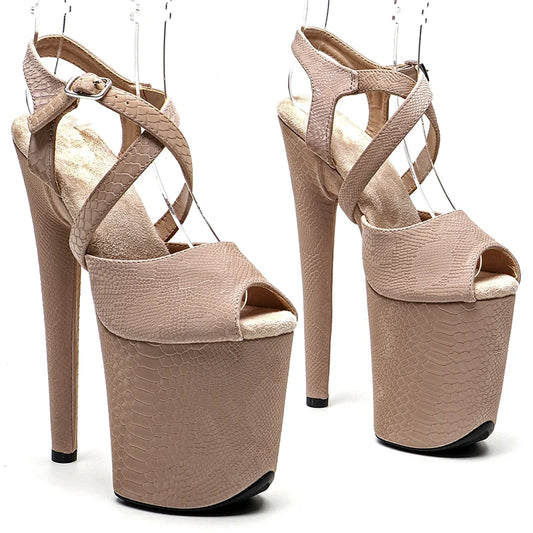 Leecabe 20cm/ 8inches Snake PU upper  Small open toe  platform  high heel sandals  pole dance shoes