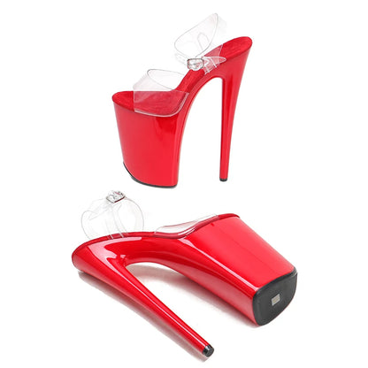 Leecabe 23CM/9inches PVC upper  Platform Sexy  High Heels Sandals Pole Dance shoes