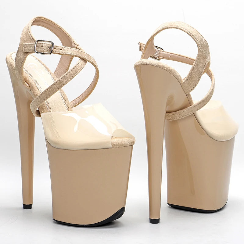 Leecabe  20CM/8inch  High Heel Sandals Platforms Party Shoes Sexy Pole Dance Shoes Hand made shoes