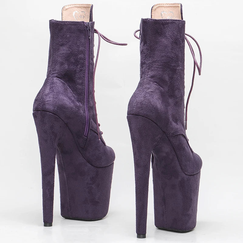 Leecabe Purple Suede 20CM/8Inch Women's Platform disco party High Heels Shoes Pole Dance boot