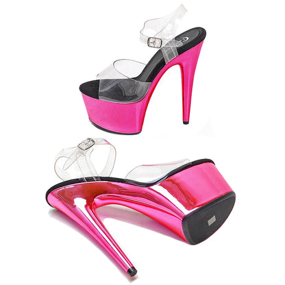 Leecabe 17CM/7Inch Sandales à plateforme pour femmes Chaussures à talons hauts Chaussures de pole dance