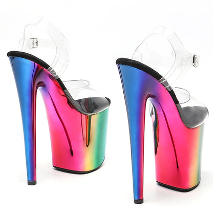 Leecabe 20cm/ 8inches PVC upper  Colorful plating platform  high heel sandals  pole dance shoes