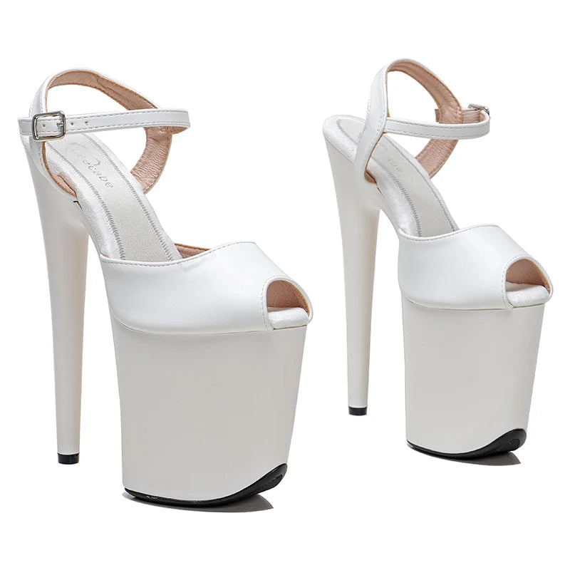 Leecabe 20cm/ 8inches PU upper toe open  fashion sexy  platform high heel   sandals  pole dance shoes