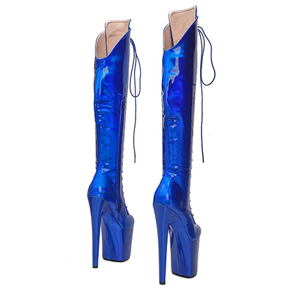 Leecabe  20CM/8inches Pole dancing shoes High Heel platform Boots closed toe Pole Dance boots