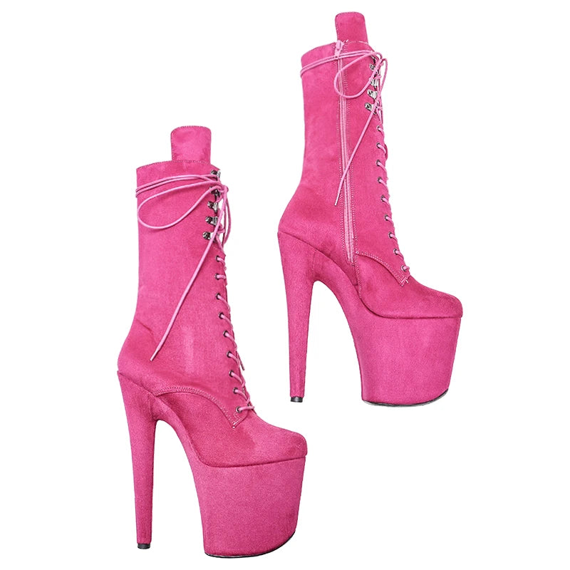 Leecabe Rose RED 20CM Pole dancing shoes High Heel platform Boots closed Pole Dance boot