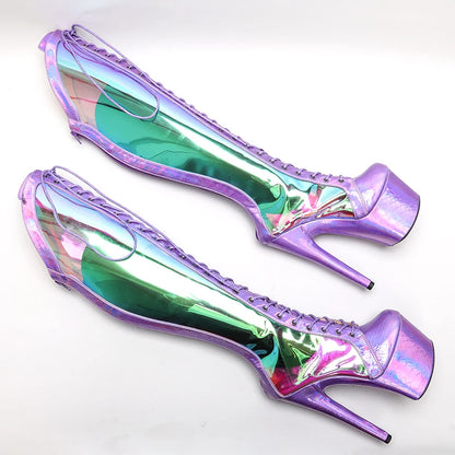 Leecabe Snake PU 17CM/7 pouces Chaussures de pole dance à talons hauts et plateformes