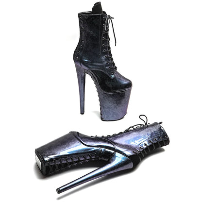 Leecabe 23CM/9 pouces Serpent avec tige en daim Bottes sexy Talons hauts Plateforme talon strip-teaseuse cheville Chaussures de pole dance