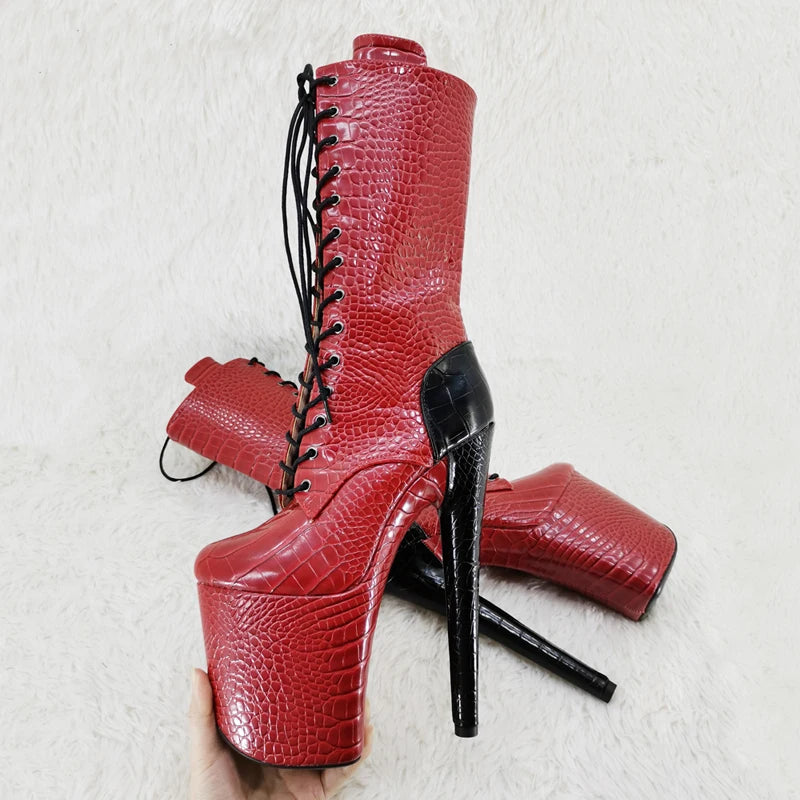 Leecabe 20CM/8inch PU tige mélange de couleurs tendance mode plate-forme talons hauts stripper talon Pole Dance boot