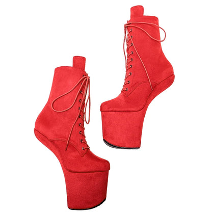 Leecabe suede Upper  Platform Ankle Boots Sexy Exotic heelless pole dance shoes