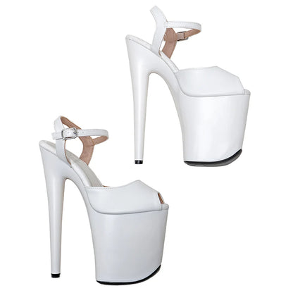 Leecabe 20cm/ 8inches PU upper toe open  fashion sexy  platform high heel   sandals  pole dance shoes