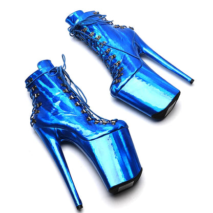 Leecabe 23CM/9 zoll holographie Shiny PU Oberen Pole dance schuhe High Heels Pole Dance stiefel