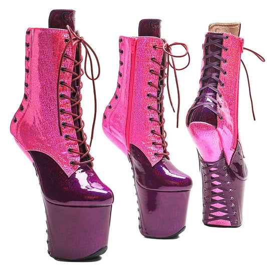 Leecabe Heeles Bottines à lacets Sexy Exotique Stripper jeune tendance mode couleur strip-teaseuse talon Pole Dance bottes