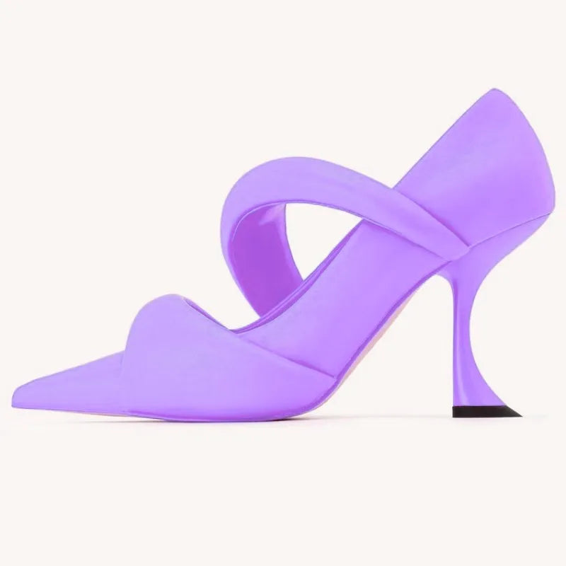 2024 Sandales pointues en cuir couleur bonbon 10 cm talon fin Designer Chaussure unique Nouvelle Fashion Week Princesse violet Chaussures pour femmes 35-43