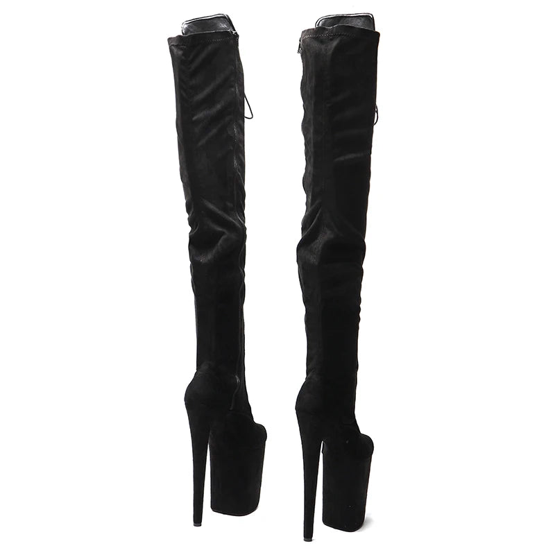 Leecabe 23CM/9 pouces bottes de pole dance à talons hauts en daim pour femme