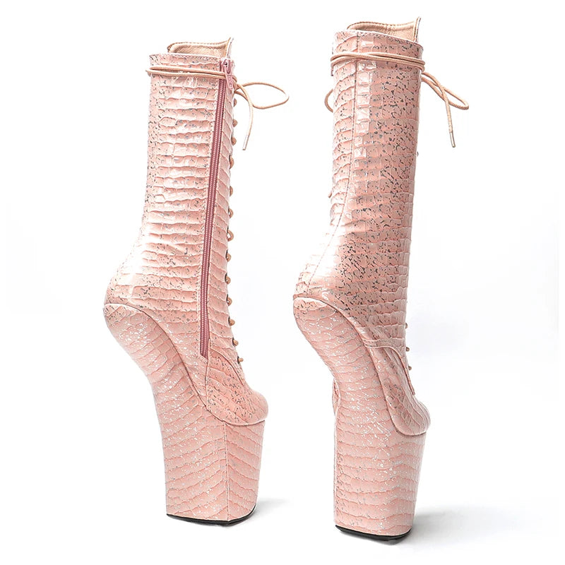 Leecabe Bottes à plateforme en PU Chaussures de pole dance sexy et exotiques sans talons