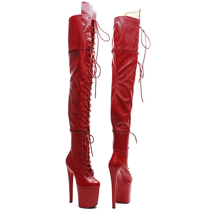 Leecabe 20CM/8Inch PU Upper Zipper Split Boots Femmes Nouveau Design Trois façons de porter des bottes Bottes extrêmement hautes détachables à talons