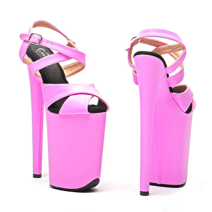 Leecabe 23CM/9inches light purple PU upper fashion trend exotic sexy romantic Platform Sexy  High Heels Sandals Pole Dance shoes