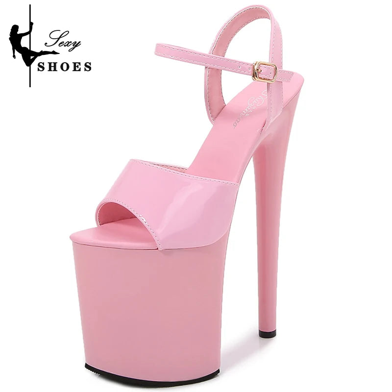 2023 neue Patent Leder Frauen Sexy Show Schuhe Pole Dance Stripper High Heels Sandalen Party Club 20CM Plattform Hohe-schuhe mit hohen absätzen