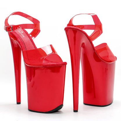 Leecabe 23 CM/9inches Red color  Upper  Platform Shoes Sexy Dance ShoesHigh Heels Sandals Pole Dance shoes