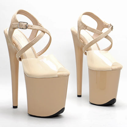 Leecabe  20CM/8inch  High Heel Sandals Platforms Party Shoes Sexy Pole Dance Shoes Hand made shoes