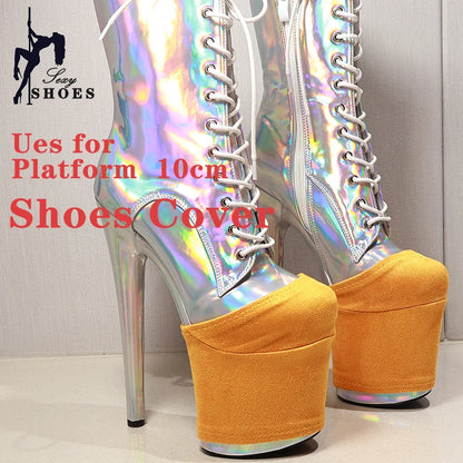 Suede Shoes Cover Platform 10CM Shoes Protectors Cover Pole Dance Training Dedicated Sandals Pumps Boots Wear-Resist Shoes Cover