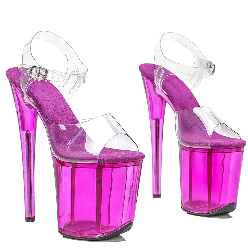 Leecabe 8 pouces/20 cm PVC couleur transparente sandales à plateforme chaussures à talons hauts chaussures de pole dance