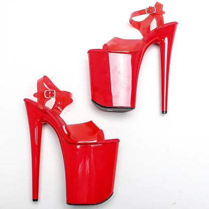 Leecabe 23 CM/9inches Red color  Upper  Platform Shoes Sexy Dance ShoesHigh Heels Sandals Pole Dance shoes